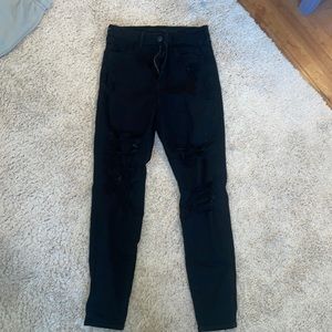 American eagle ripped jet black skinny jeans